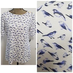 Karen Scott blue bird shirt